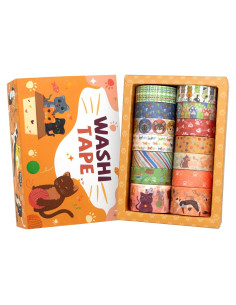 Conjunto de 14 Rollos de Cinta Washi KOVANO - Animales Kawaii