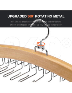 Perchero de Corbatas Ulimart 24 Ganchos Rotativo 360 Natural 2