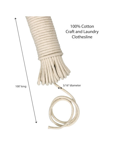 Cuerda de Ropa de Algodón Esenciales para el Hogar 30.48 m