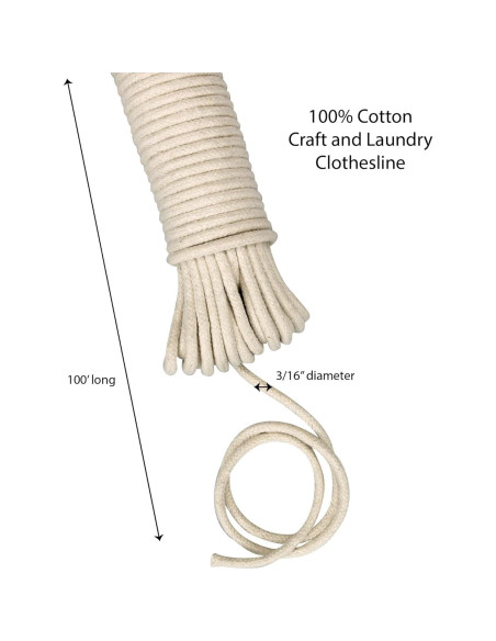 Cuerda de Ropa de Algodón Esenciales para el Hogar 30.48 m