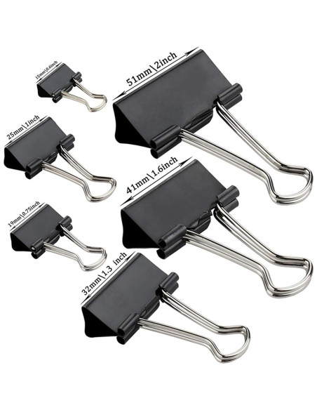 Clips de Encuadernación COLOGO 200 Unidades Variados 6 Tamaños