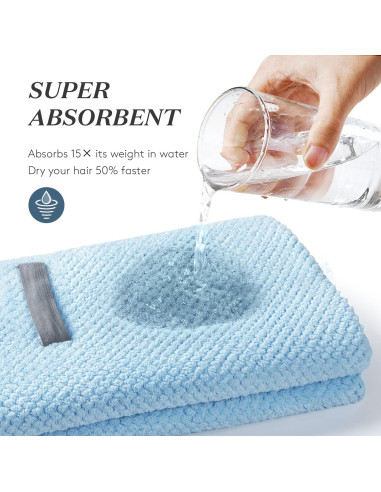 Toalla de Cabello Grande YFONG Microfibra Azul 101.6x66.8cm