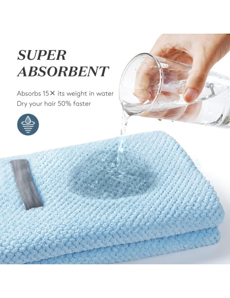 Toalla de Cabello Grande YFONG Microfibra Azul 101.6x66.8cm