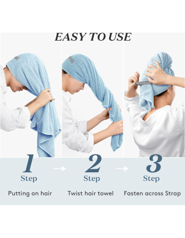 Toalla de Cabello Grande YFONG Microfibra Azul 101.6x66.8cm
