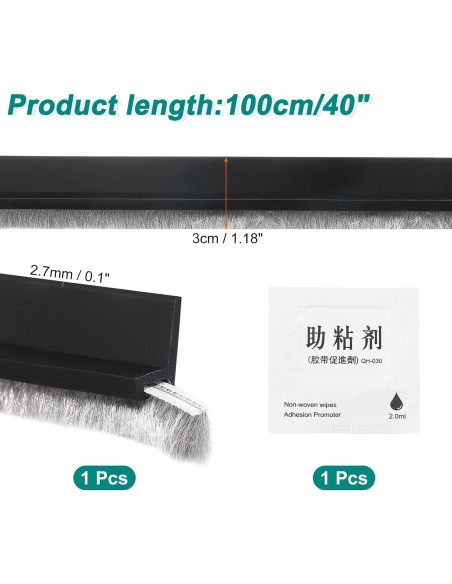 Barrera de Puerta uxcell 100 cm con Adhesivo Aislante Negro