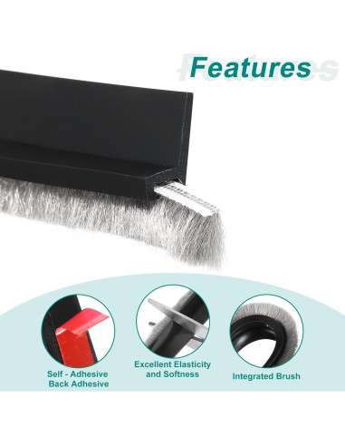 Barrera de Puerta uxcell 100 cm con Adhesivo Aislante Negro