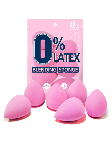 Juego de 6 Esponjas de Maquillaje BEAKEY Rosa 0% Látex