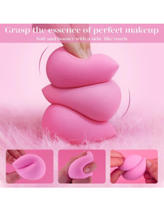 Juego de 6 Esponjas de Maquillaje BEAKEY Rosa 0% Látex 2