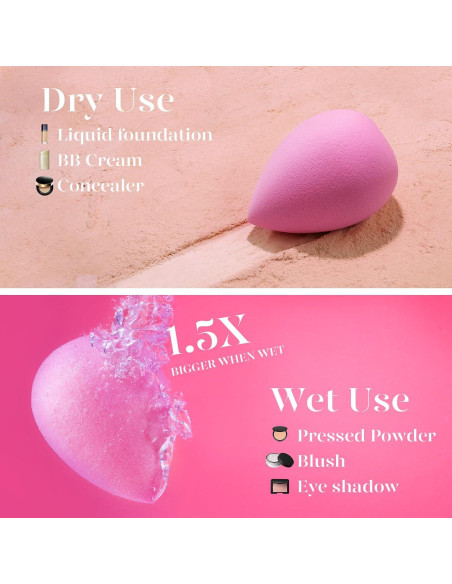 Juego de 6 Esponjas de Maquillaje BEAKEY Rosa 0% Látex