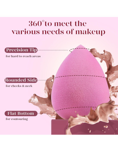 Juego de 6 Esponjas de Maquillaje BEAKEY Rosa 0% Látex