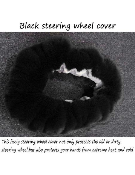 Cubierta de Volante Esponjosa ZWZCYZ 38cm Piel Sintética Negra Cubierta de Volante Esponjosa ZWZCYZ 38cm Piel Sintética Negra