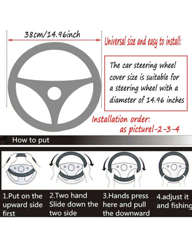 Cubierta de Volante Esponjosa ZWZCYZ 38cm Piel Sintética Negra