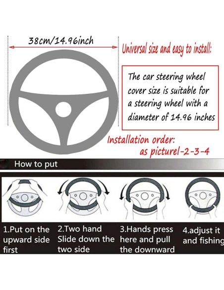 Cubierta de Volante Esponjosa ZWZCYZ 38cm Piel Sintética Negra Cubierta de Volante Esponjosa ZWZCYZ 38cm Piel Sintética Negra