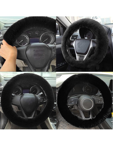 Cubierta de Volante Esponjosa ZWZCYZ 38cm Piel Sintética Negra