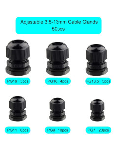 Kit de Conectores de Cable Impermeables TUPARKA 50 Piezas 3-16mm 2