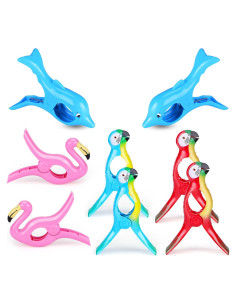 8 Clips para Toallas de Playa Piklodo - Flamenco y Loro