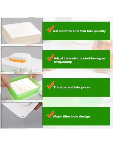 Prensa de Tofu Glowgath Ajustable Libre de BPA 448g