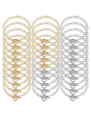30 Cadenas de Pulsera con Cierre de Palanca Hicarer - Oro y Plata