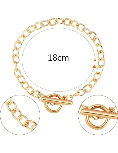 30 Cadenas de Pulsera con Cierre de Palanca Hicarer - Oro y Plata