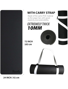 Esterilla de Yoga Feetlu 10mm Antideslizante 182.88x60.96cm 2