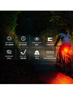 Luz Trasera de Bicicleta OLIGHT Seemee 30 30 Lúmenes Recargable 2