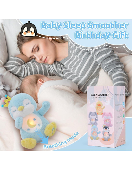 Juguete de Peluche Pingüino Emoin con Respiración y Música - Azul