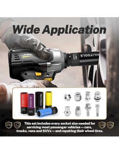 Juego de Enchufes de Tuerca de Impacto BILITOOLS 5 Piezas 15-22mm