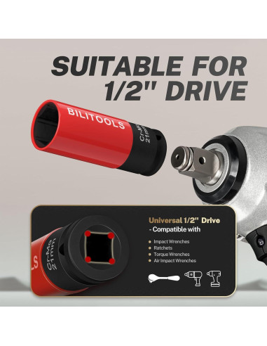 Juego de Enchufes de Tuerca de Impacto BILITOOLS 5 Piezas 15-22mm