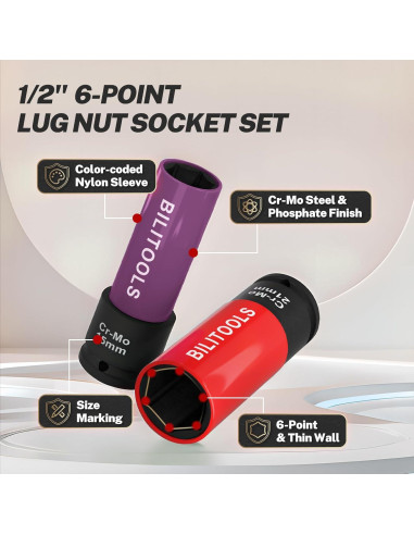 Juego de Enchufes de Tuerca de Impacto BILITOOLS 5 Piezas 15-22mm