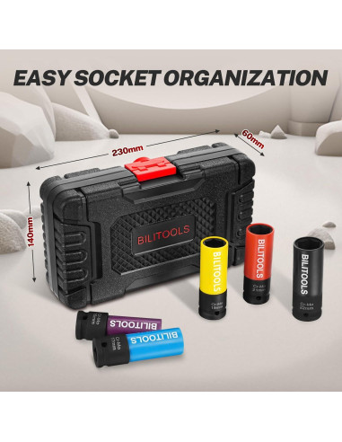 Juego de Enchufes de Tuerca de Impacto BILITOOLS 5 Piezas 15-22mm