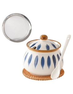 Contenedor de Grasa de Tocino Elyfree 680ml Cerámica Azul