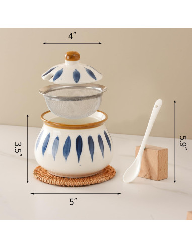 Contenedor de Grasa de Tocino Elyfree 680ml Cerámica Azul