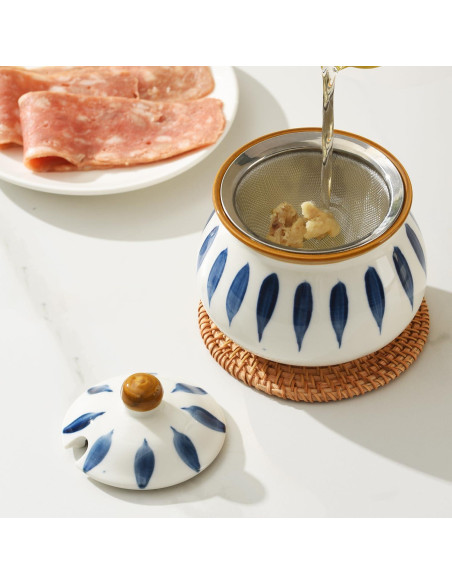 Contenedor de Grasa de Tocino Elyfree 680ml Cerámica Azul