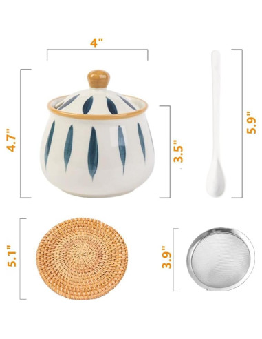 Contenedor de Grasa de Tocino Elyfree 680ml Cerámica Azul