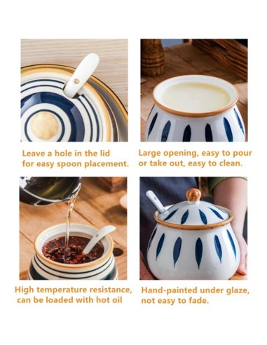 Contenedor de Grasa de Tocino Elyfree 680ml Cerámica Azul