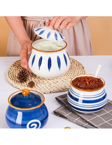 Contenedor de Grasa de Tocino Elyfree 680ml Cerámica Azul