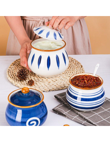 Contenedor de Grasa de Tocino Elyfree 680ml Cerámica Azul