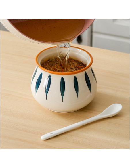 Contenedor de Grasa de Tocino Elyfree 680ml Cerámica Azul