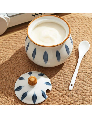 Contenedor de Grasa de Tocino Elyfree 680ml Cerámica Azul