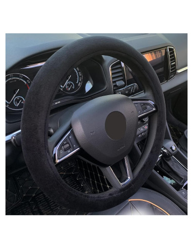 Cubierta de Volante Peluda RANXIZY 15 Pulgadas Negra