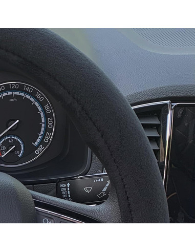 Cubierta de Volante Peluda RANXIZY 15 Pulgadas Negra