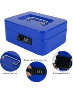 Caja de Dinero KYODOLED Mediana con Cerradura de Combinación Azul 2