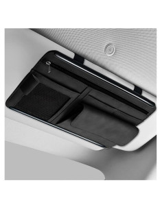 Organizador de Visera de Coche SHMZK de Cuero Negro con 5 Bolsillos