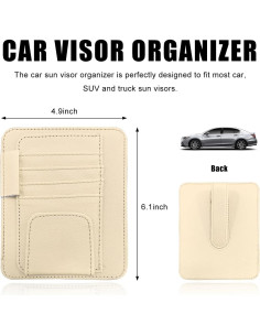 Organizador de Visera de Coche Povtii Beige Multifuncional 2
