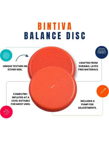 Disco de Equilibrio Bintiva 33 cm - Almohadilla Ergonómica