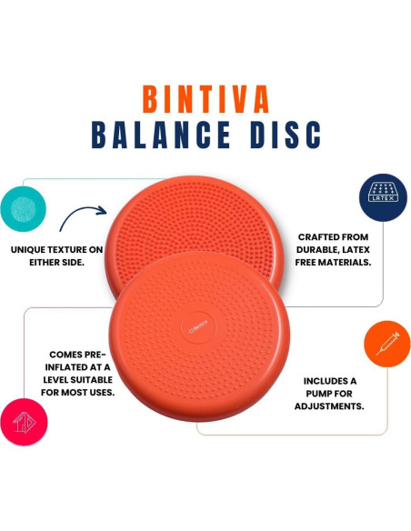 Disco de Equilibrio Bintiva 33 cm - Almohadilla Ergonómica