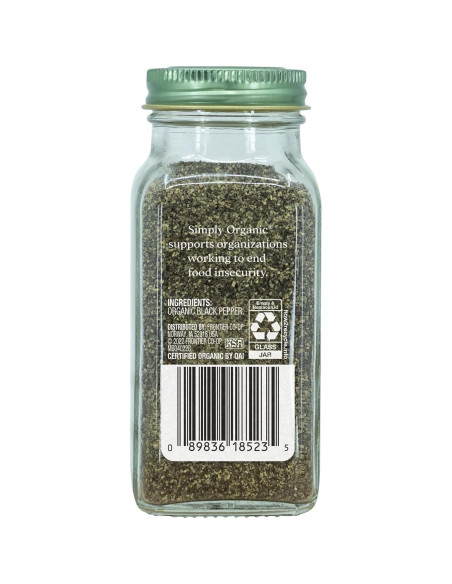 Pimienta Negra Orgánica Simple 65 g Molienda Media