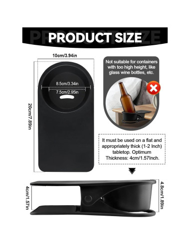 Soporte para Tazas Lanstics 3PCS con Abrazadera Negro