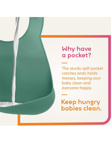 Babero de Silicona NumNum Verde Glaciar para Bebés 6-36 meses