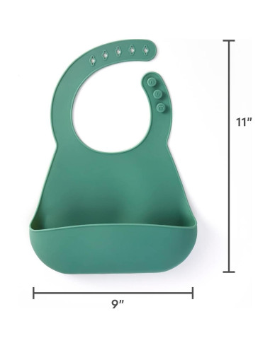 Babero de Silicona NumNum Verde Glaciar para Bebés 6-36 meses